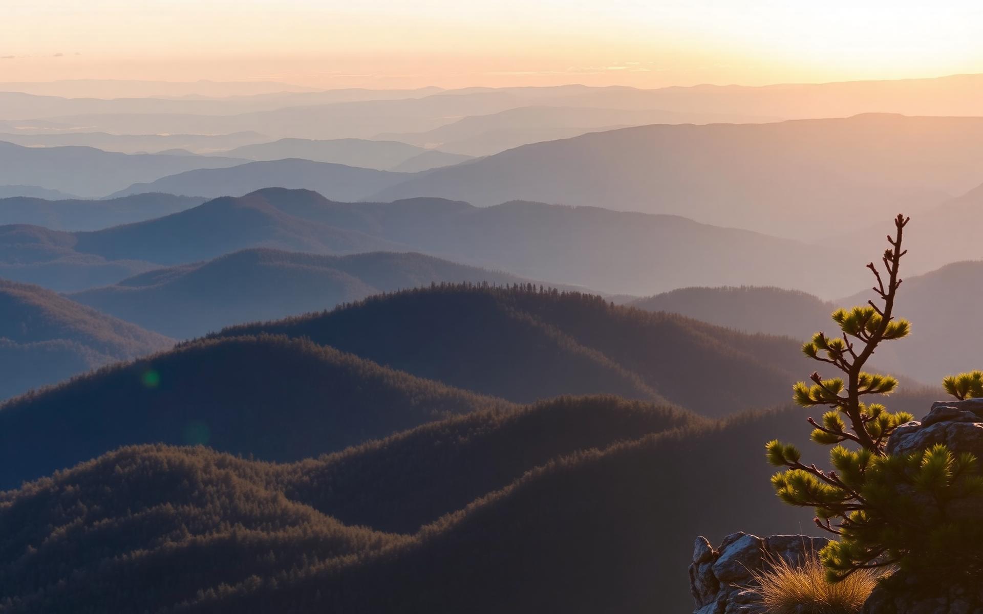 Ozark mountain vista at golden hour